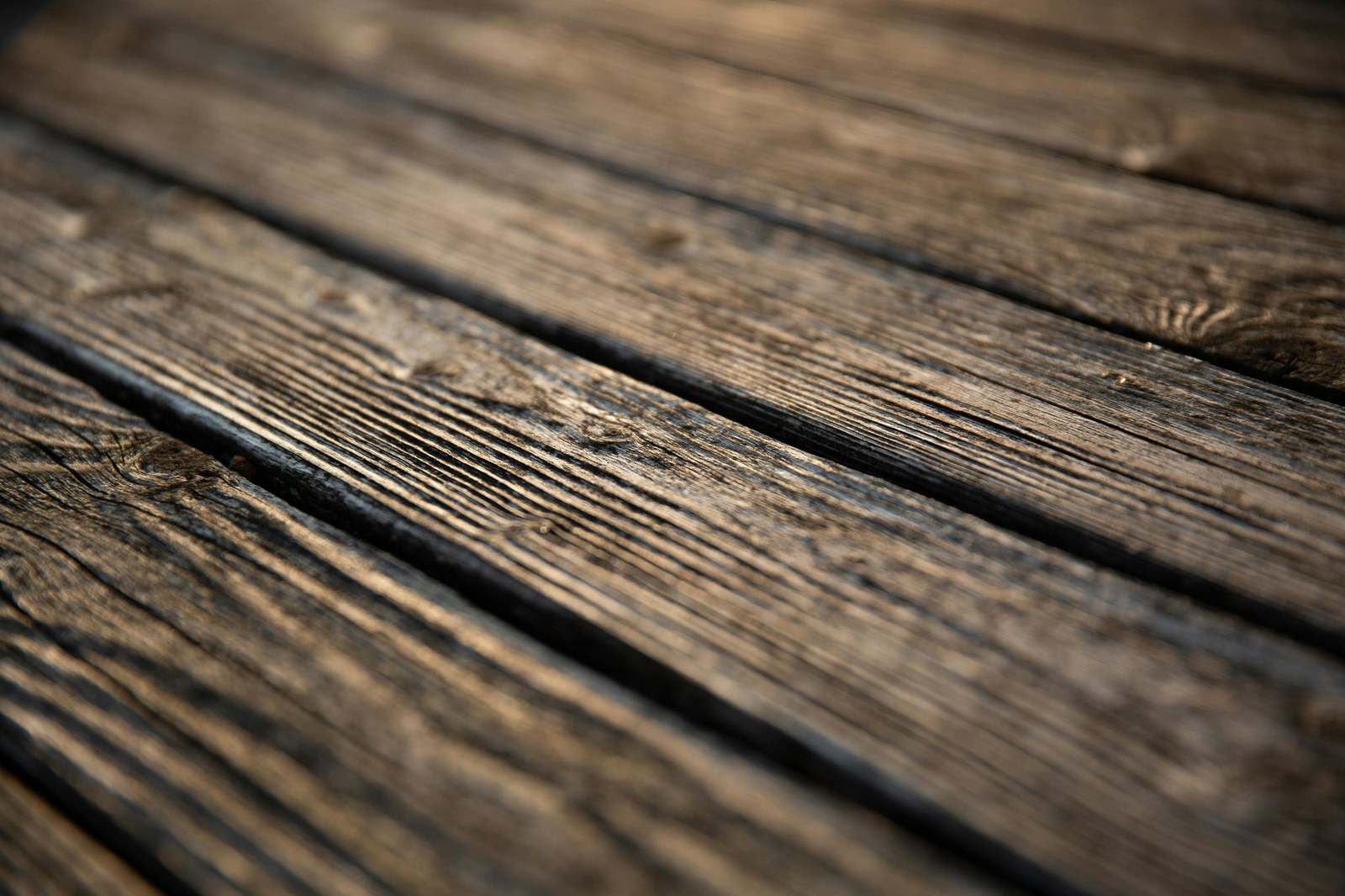 Close-up of weathered wood deck boards